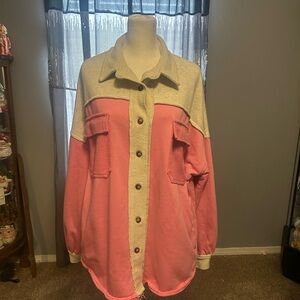 POL Two-Tone Pink and Cream Utility Jacket
